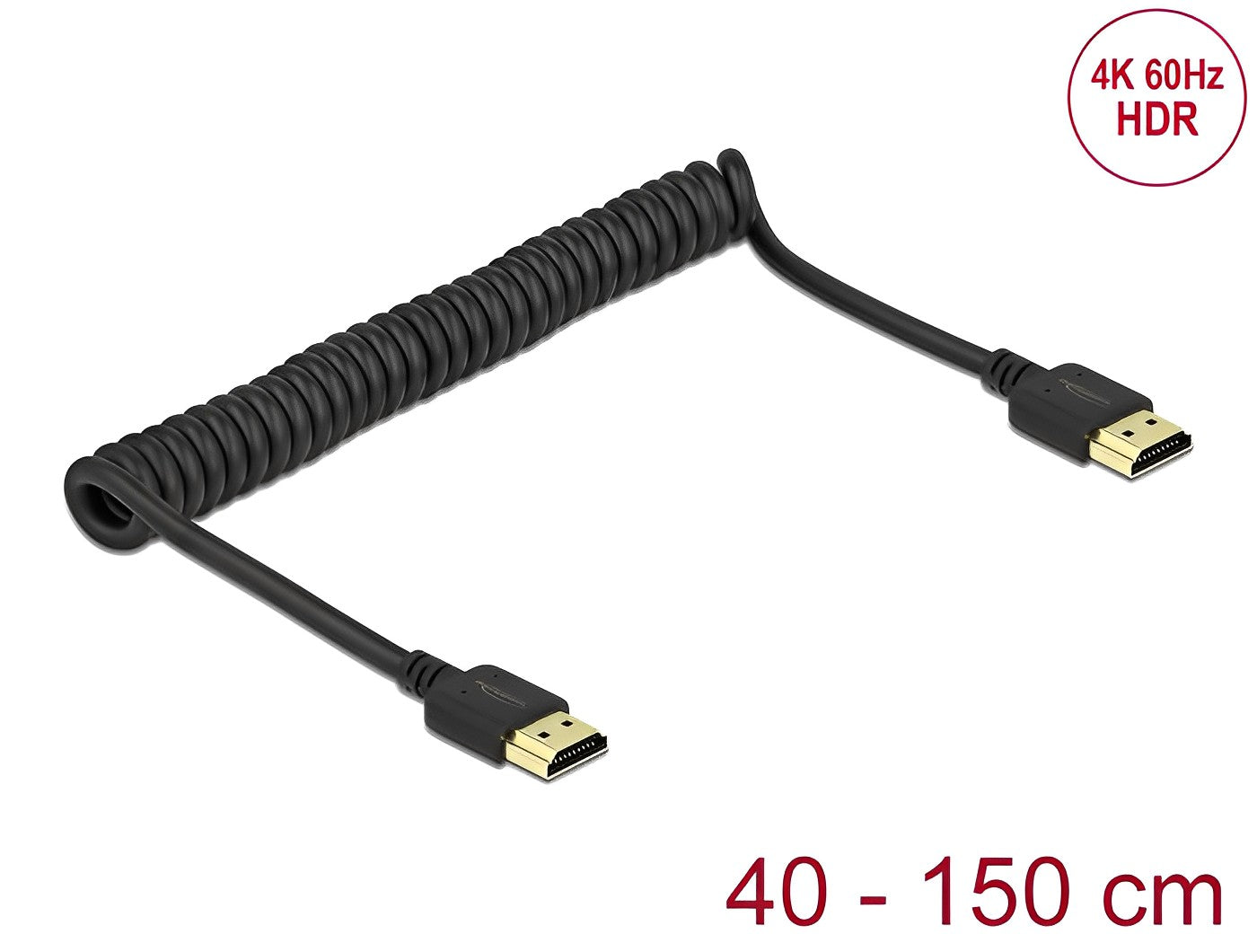 כבל מסולסל HDMI 4K HDR ז/ז תומך 60 הרץ - delock.israel