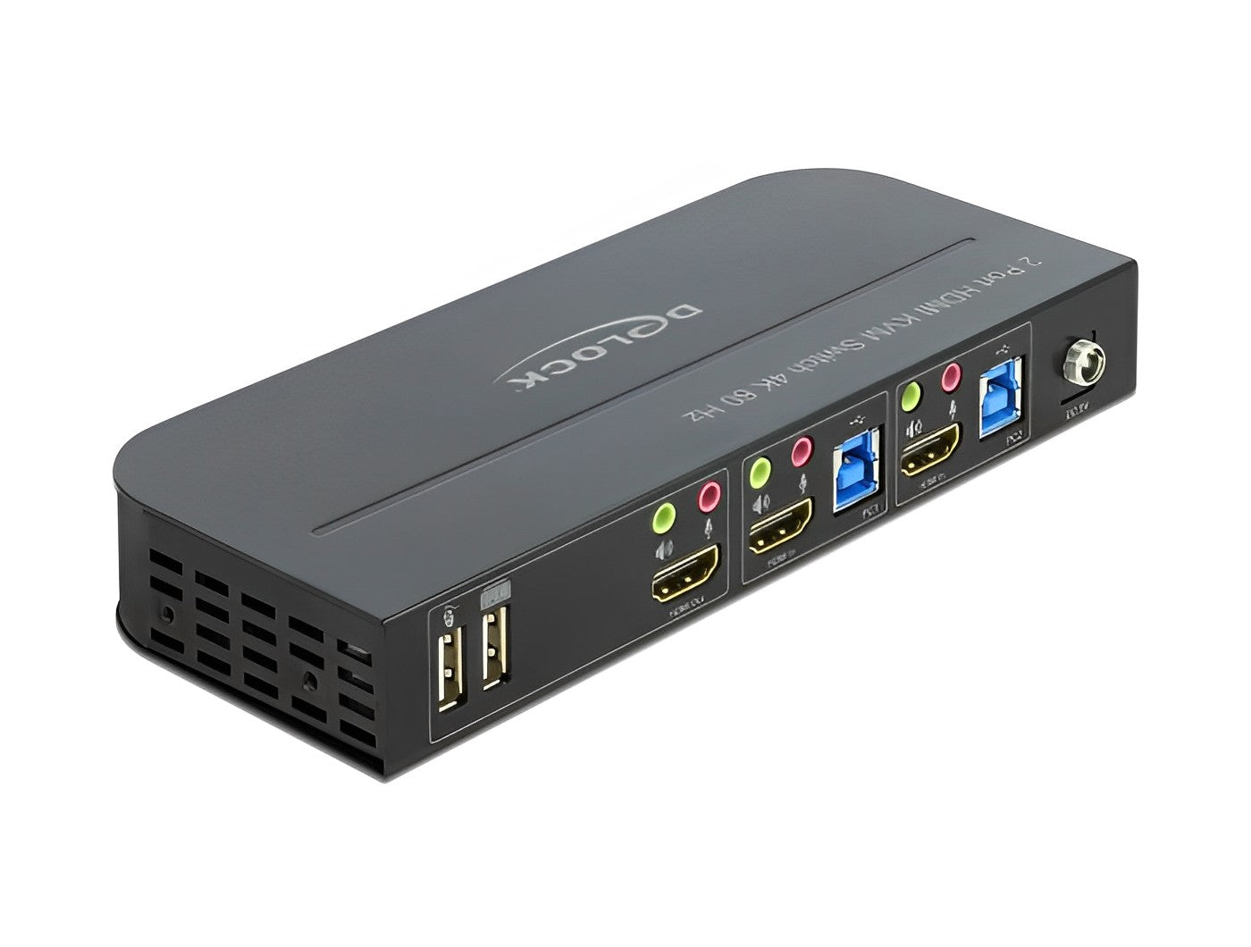 קופסת מיתוג מ-2 מחשבים לעמדת עבודה אחת HDMI KVM Switch 4K USB 3.0 and Audio - delock.israel