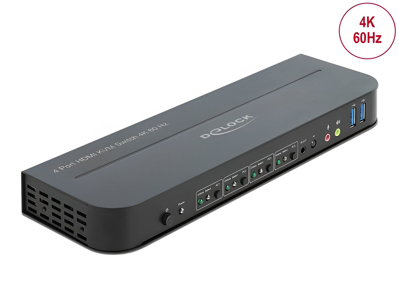 קופסת מיתוג מ-4 מחשבים לעמדת עבודה אחת HDMI KVM Switch 4K USB 3.0 and Audio - delock.israel