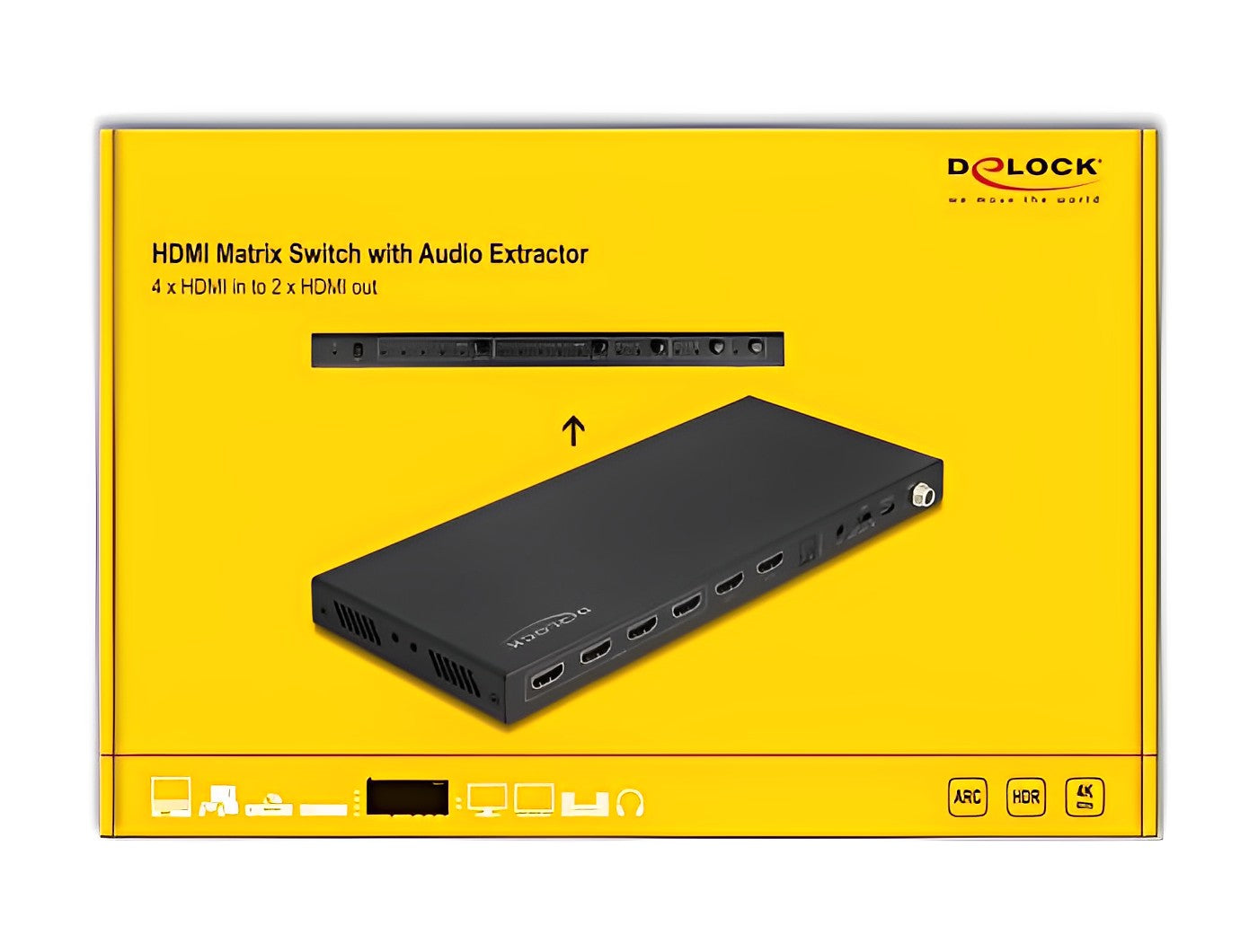 מטריצה HDMI 4K 60 Hz עם 4 כניסות ו-2 יציאות כולל מחלץ אודיו - delock.israel