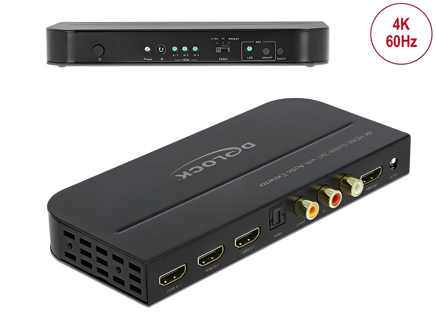 מיתוג HDMI 4K 3/1 משולב עם מחלץ אודיו תומך 60Hz - delock.israel