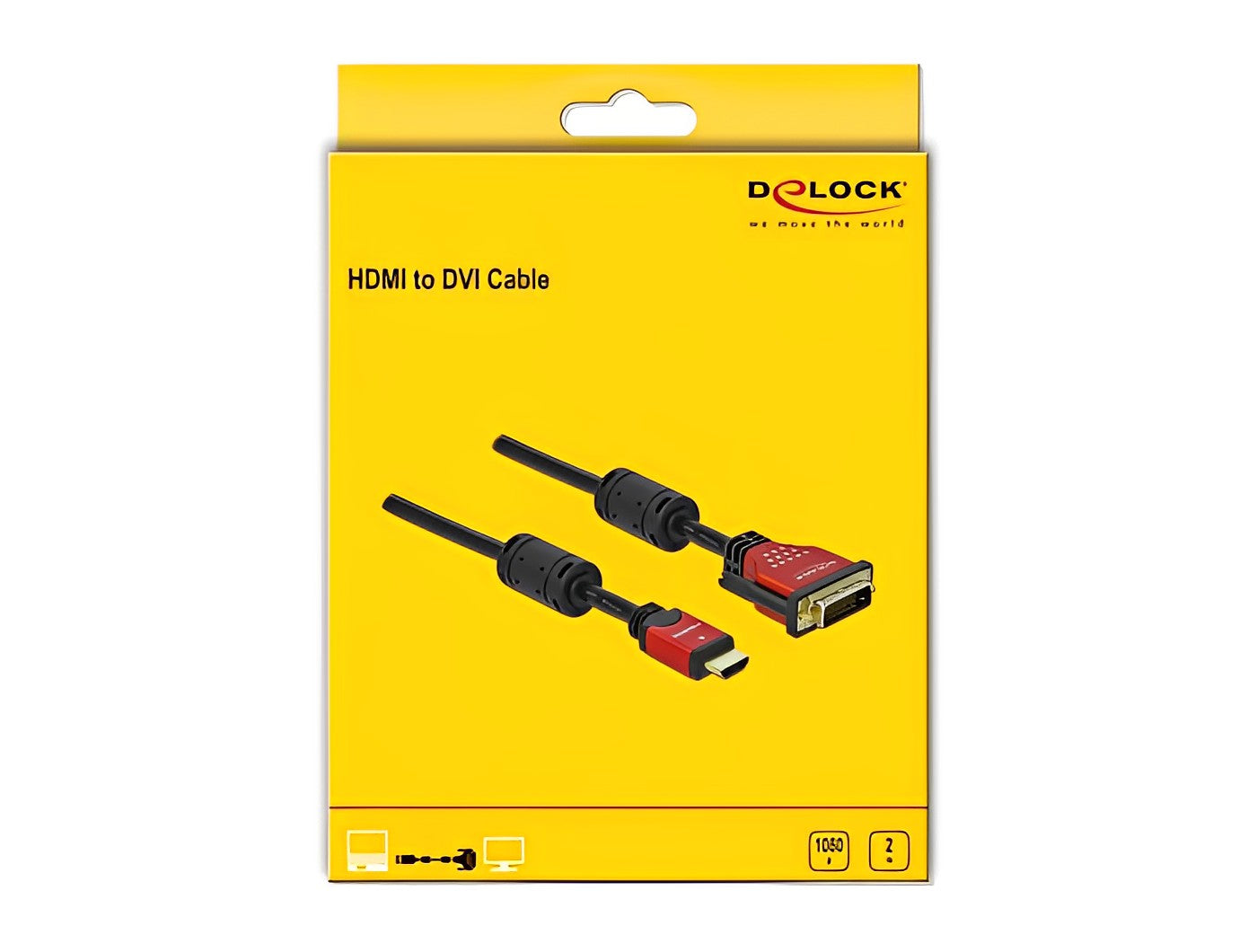 כבל תצוגה תקע HDMI לתקע DVI 24+1 תומך 60 הרץ - delock.israel