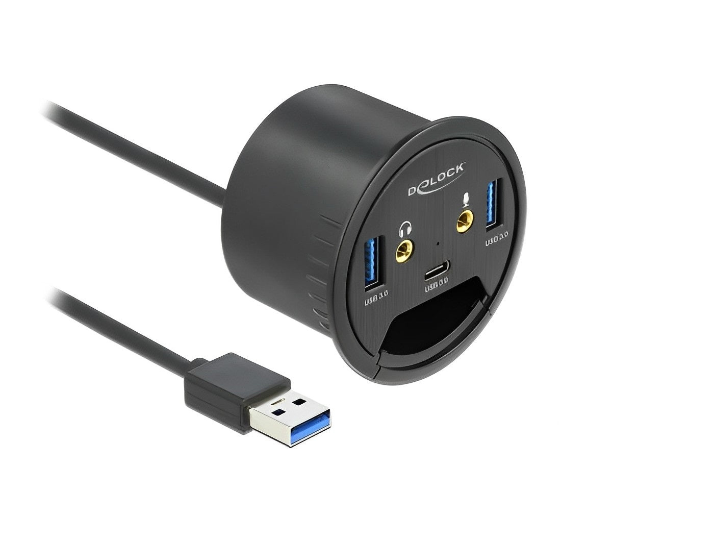 מפצל שולחני USB 3.2 Gen 1 5Gbps עם 3 יציאות USB-A/C וחיבור HD אודיו - delock.israel