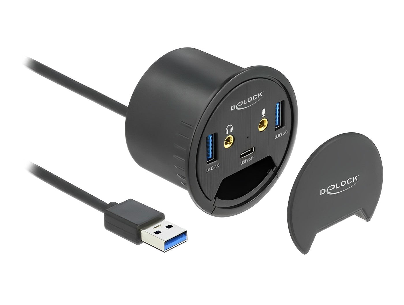 מפצל שולחני USB 3.2 Gen 1 5Gbps עם 3 יציאות USB-A/C וחיבור HD אודיו - delock.israel