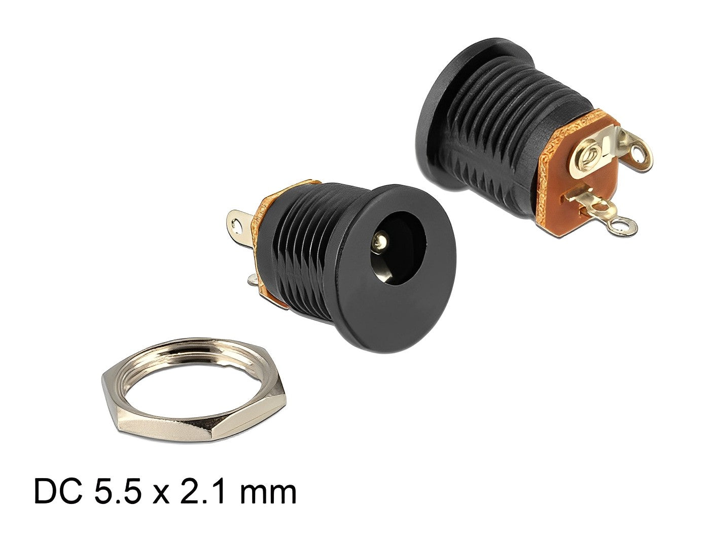 שקע DC 5.5 x 2.1 לפאנל - delock.israel