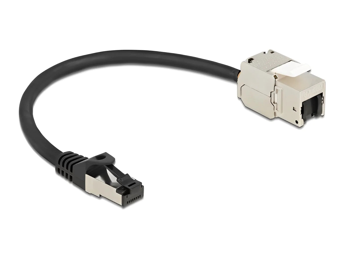 שקע קיסטון מסוכך RJ45 Cat.6A על כבל לתקע RJ45 - delock.israel