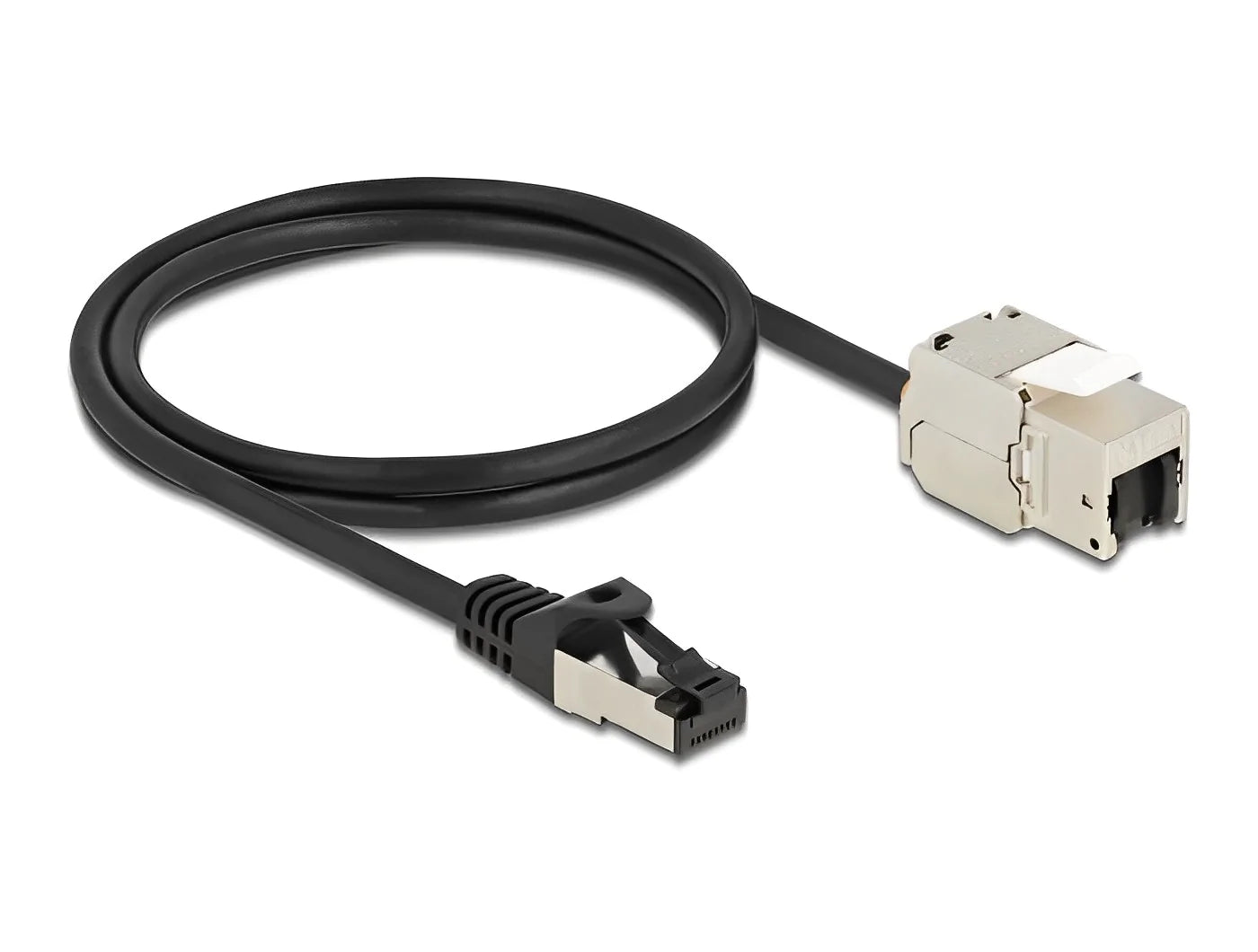 שקע קיסטון מסוכך RJ45 Cat.6A על כבל לתקע RJ45 - delock.israel