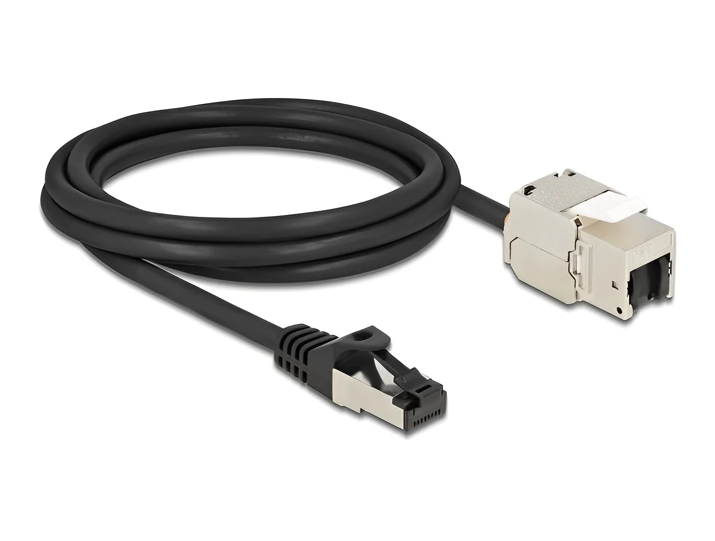 שקע קיסטון מסוכך RJ45 Cat.6A על כבל לתקע RJ45 - delock.israel
