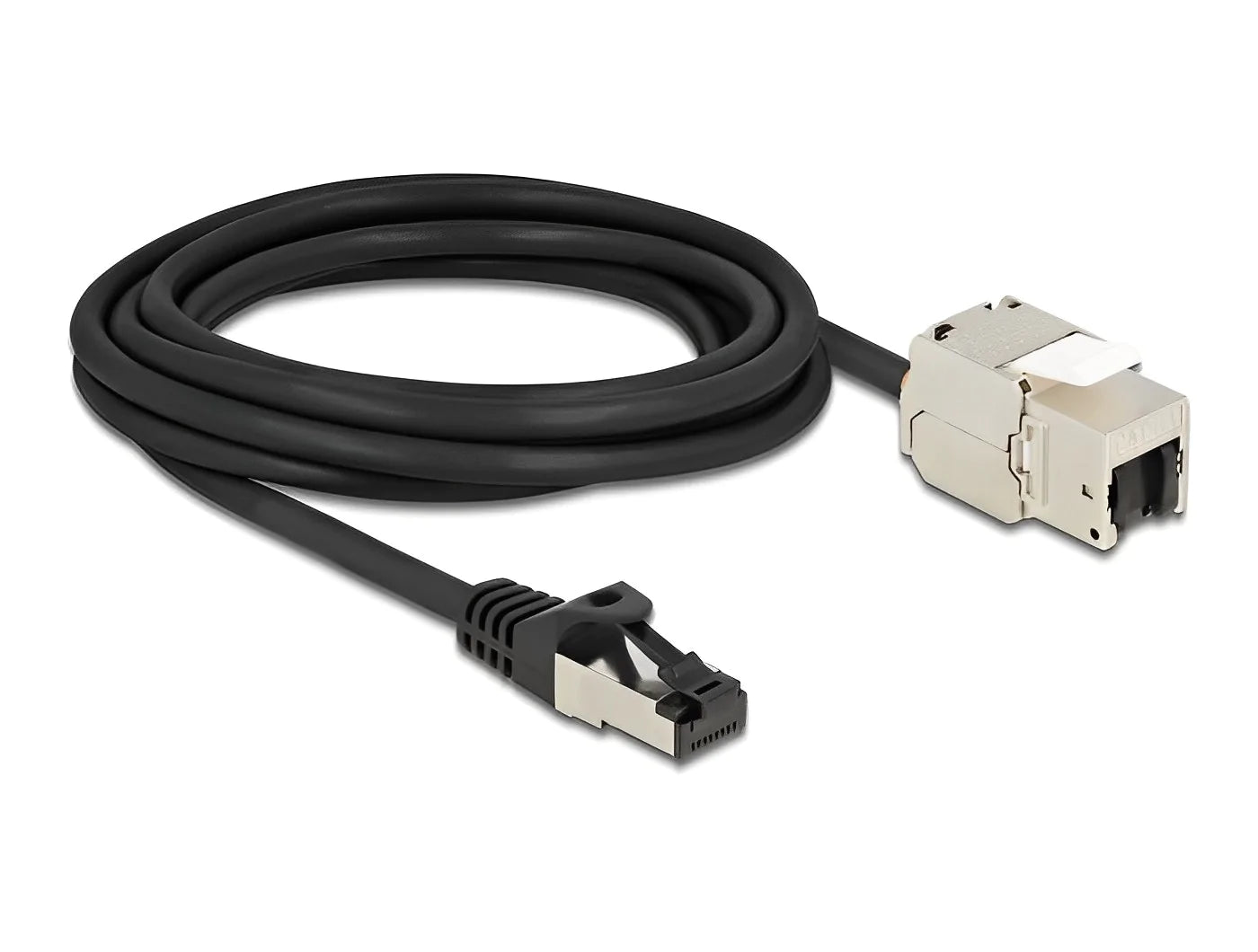 שקע קיסטון מסוכך RJ45 Cat.6A על כבל לתקע RJ45 - delock.israel