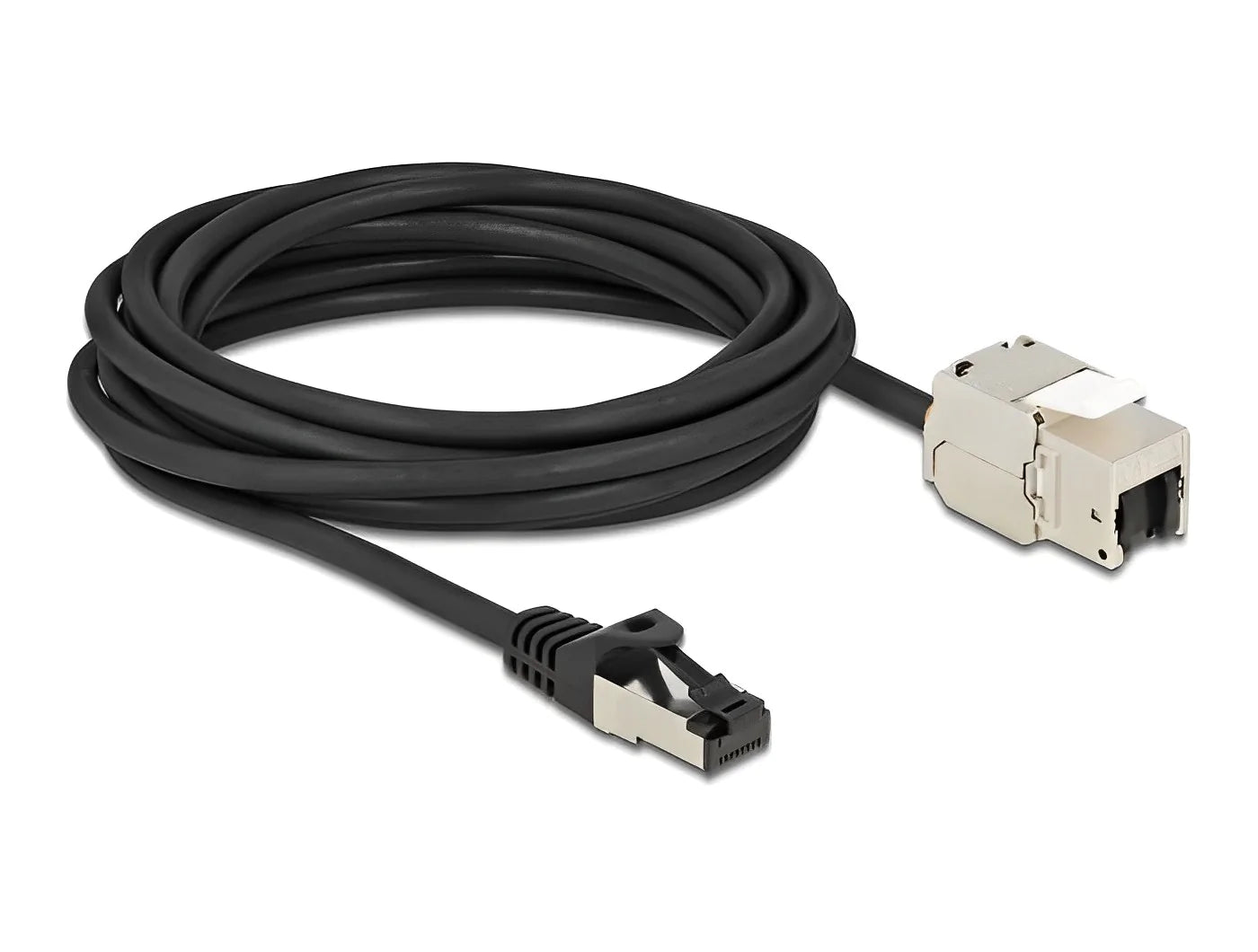 שקע קיסטון מסוכך RJ45 Cat.6A על כבל לתקע RJ45 - delock.israel