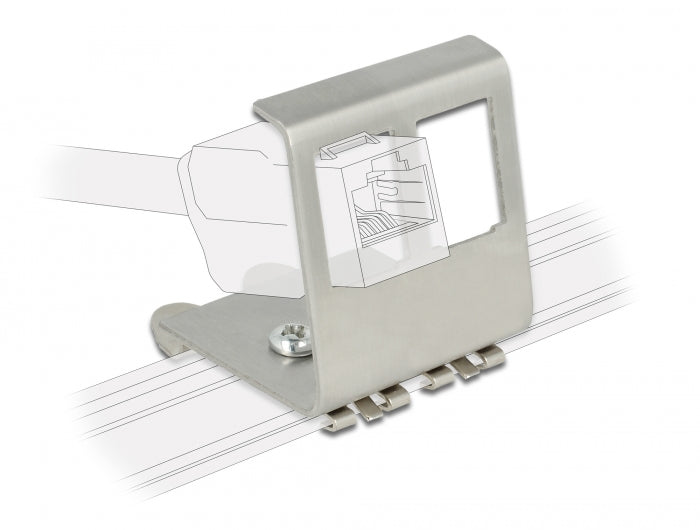 מתאם מתכתי להרכבת 2 קיסטונים RJ45 על מסילת DIN - delock.israel