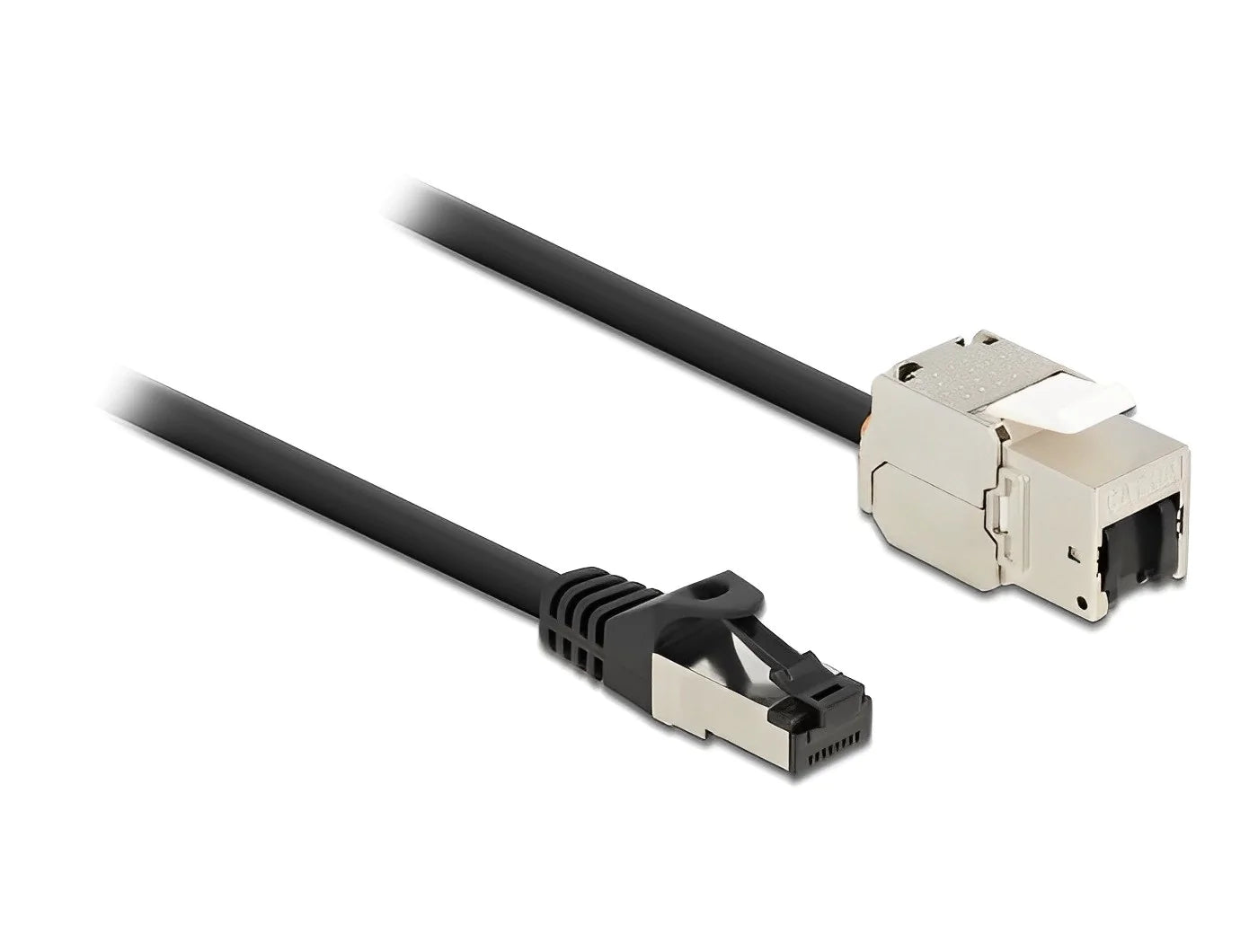 שקע קיסטון מסוכך RJ45 Cat.6A על כבל לתקע RJ45 - delock.israel