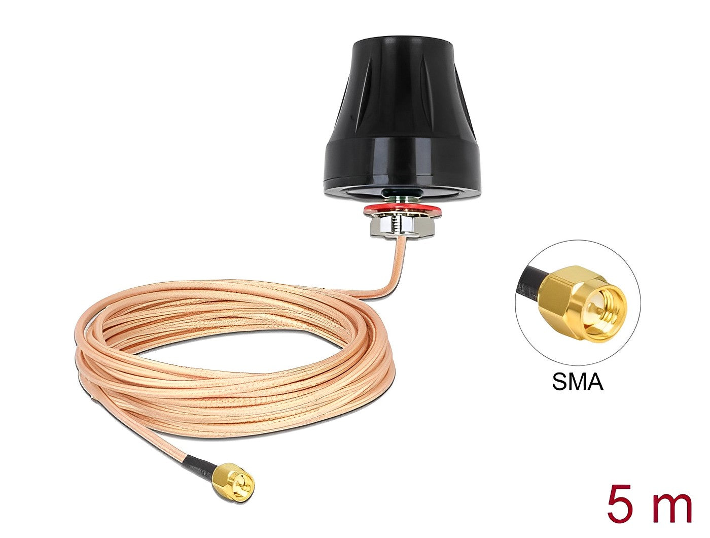 אנטנה כלל כיוונית LTE 2 dBi חיצונית IP67 עם כבל RG-316U מחבר SMA plug - delock.israel