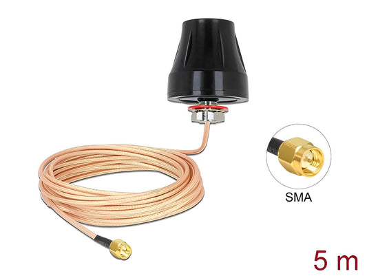 אנטנה כלל כיוונית LTE 2 dBi חיצונית IP67 עם כבל RG-316U מחבר SMA plug - delock.israel