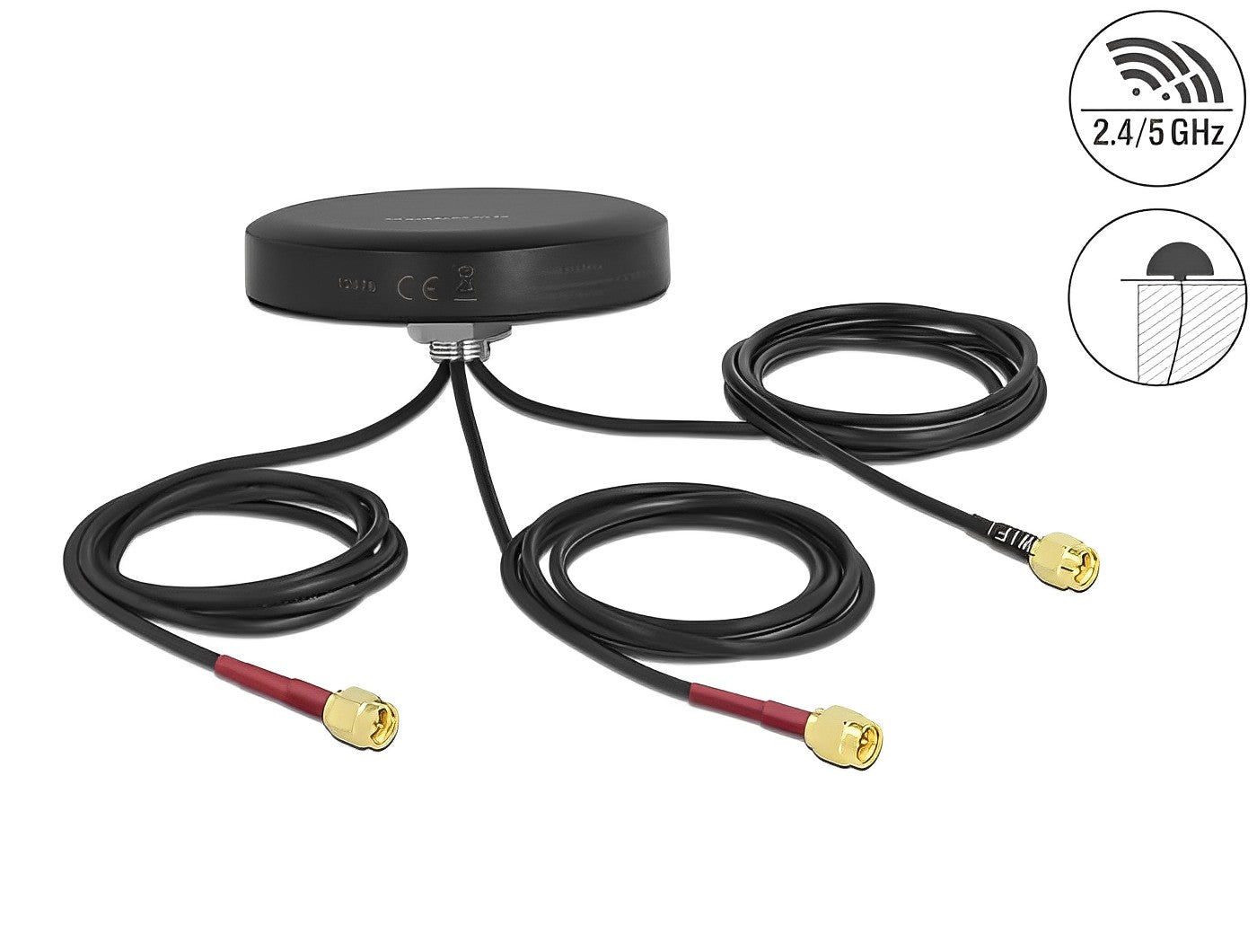 אנטנה כלל כיוונית LTE MIMO Dual Band WLAN 802.11 ac/ax/a/h/b/g/n חיצונית IP67 עם 3 מחברים SMA plug - delock.israel