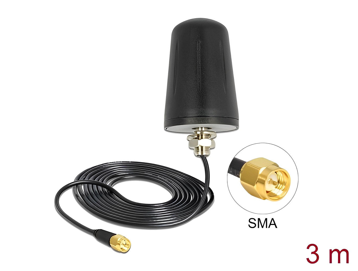 אנטנה כלל כיוונית LoRa 868 MHz 0 dBi חיצונית IP67 עם כבל RG-174 מחבר SMA plug - delock.israel