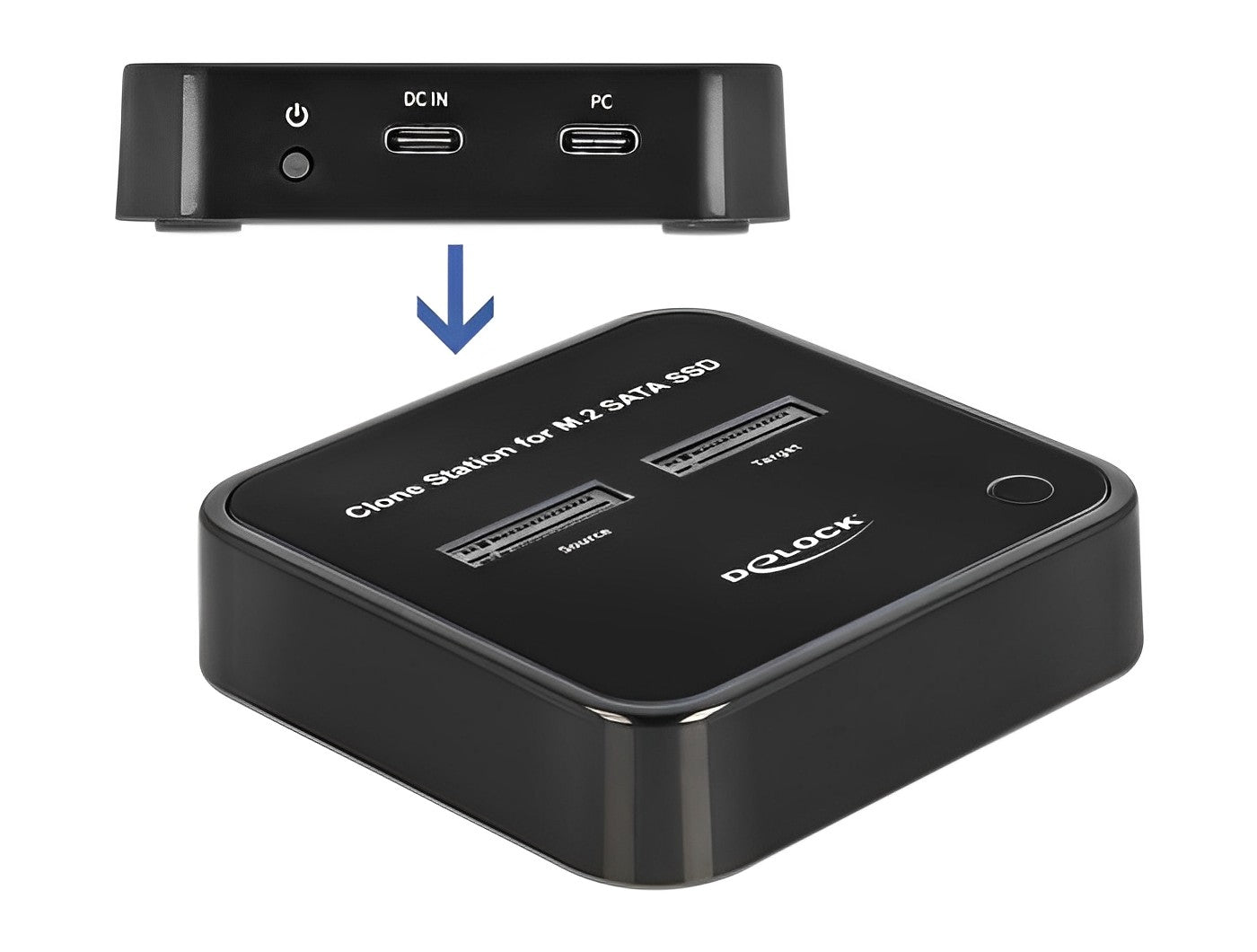 תחנת עגינה USB-C 3.2 Gen 2 עבור 2 כונני M.2 SATA SSD עם פונקציית שכפול דיסקים - delock.israel