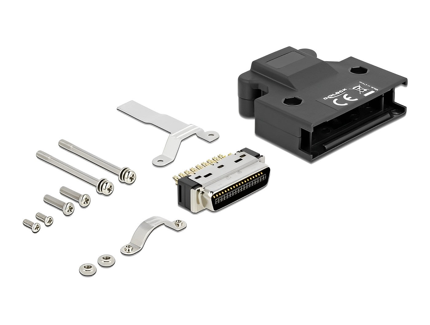 תקע MDR 36 pin בחיבור הלחמה + מכסה - delock.israel