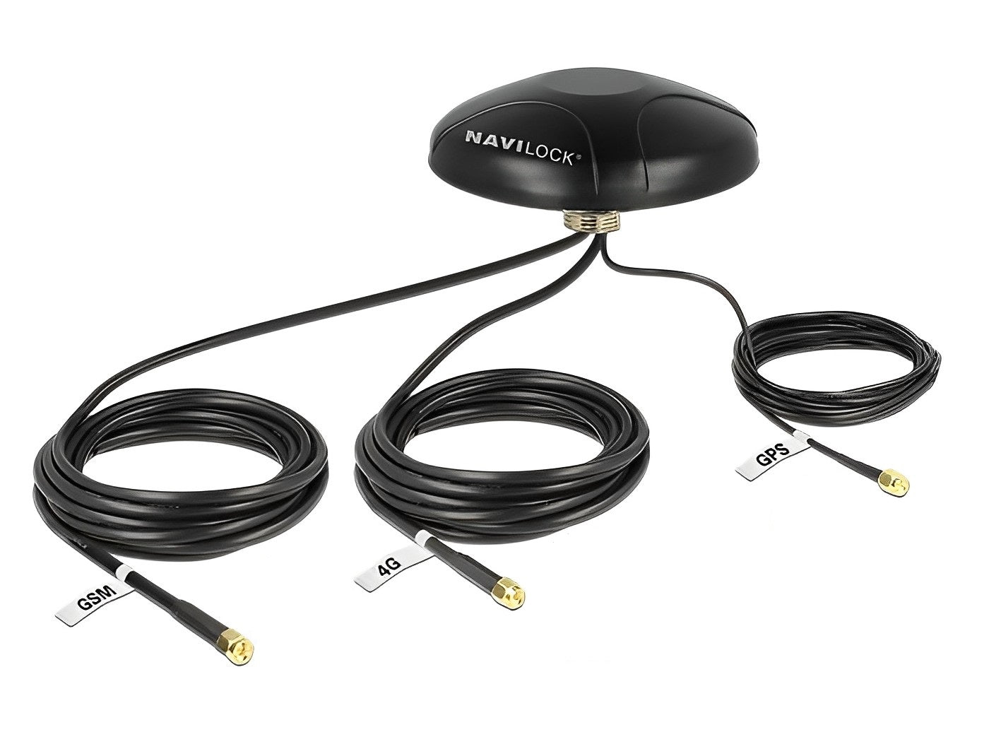 אנטנה כלל כיוונית Multiband GNSS GALILEO GPS LTE UMTS GSM חיצונית IP67 עם 3 מחברים SMA plug - delock.israel