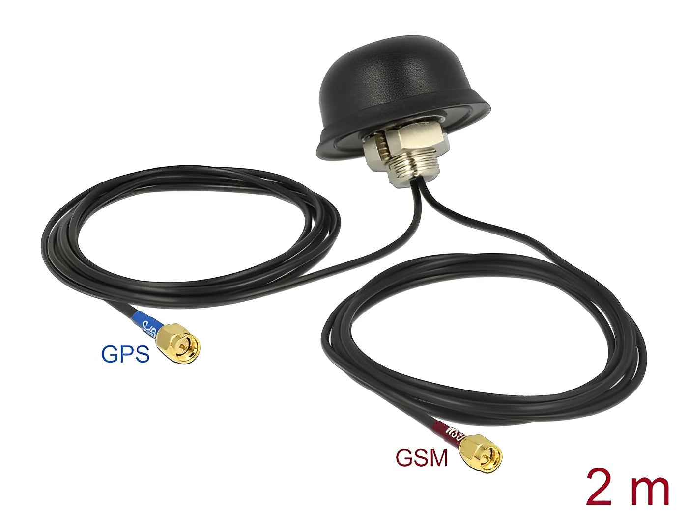 אנטנה כלל כיוונית Multiband GNSS GSM UMTS LTE חיצונית IP67 עם 2 מחברים SMA plug - delock.israel