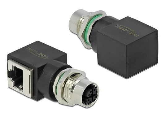 מתאם M12 Cat.6A PUR (TPU) שקע 8pin X-coded לשקע RJ45 - delock.israel