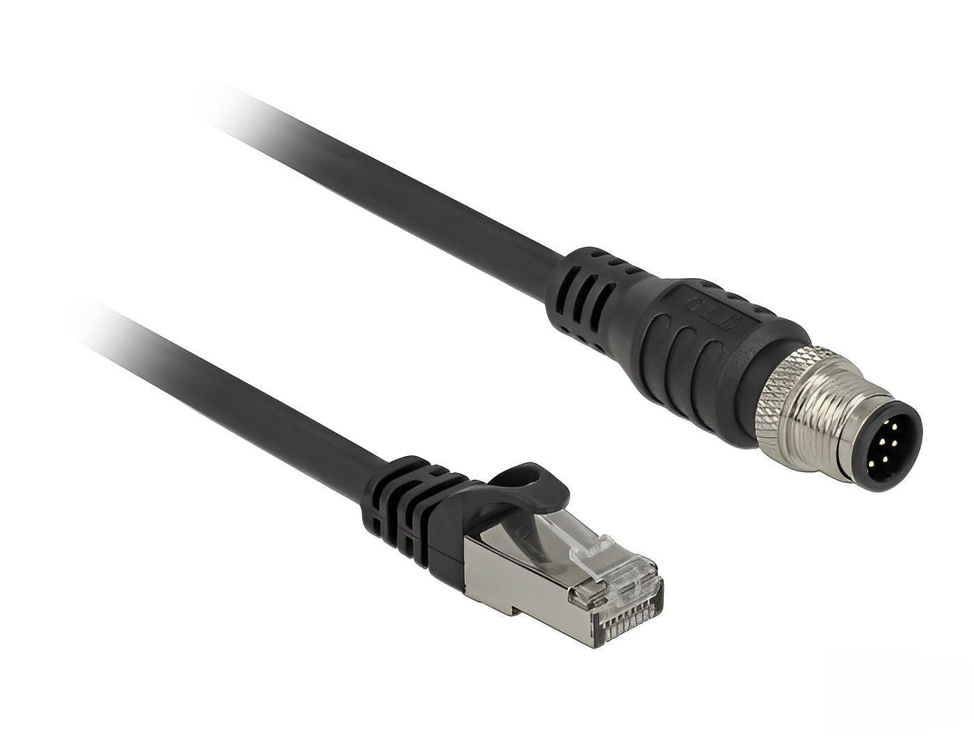 כבל תקשורת תעשייתי M12 Cat.5e SFTP תקע 8pin A-coded לתקע RJ45 - delock.israel