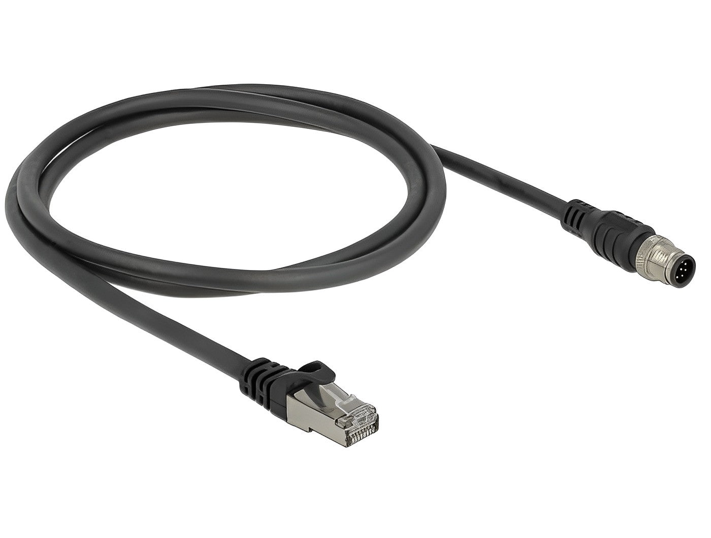 כבל תקשורת תעשייתי M12 Cat.5e SFTP תקע 8pin A-coded לתקע RJ45 - delock.israel