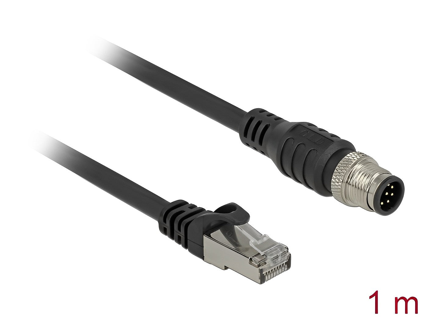 כבל תקשורת תעשייתי M12 Cat.5e SFTP תקע 8pin A-coded לתקע RJ45 - delock.israel