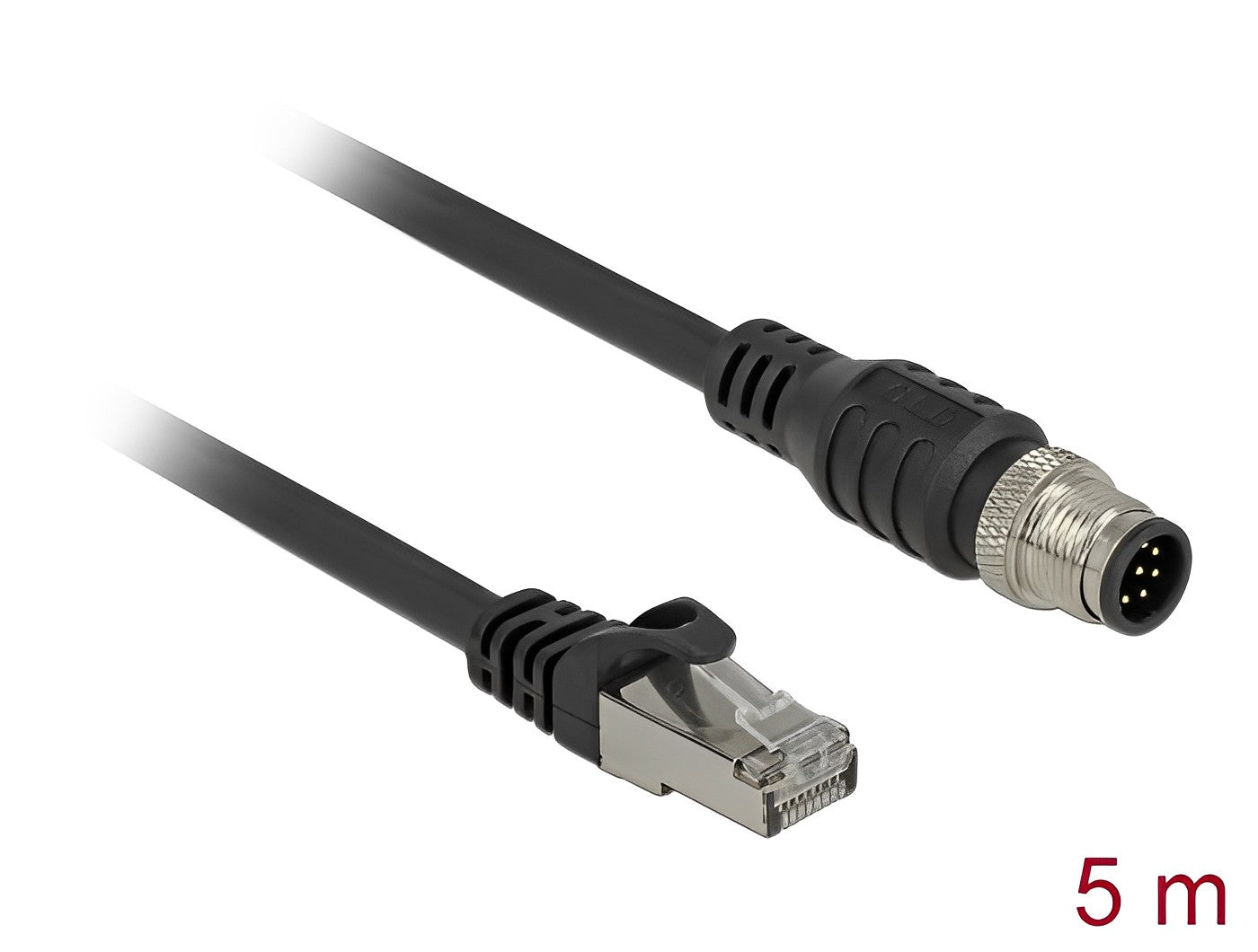 כבל תקשורת תעשייתי M12 Cat.5e SFTP תקע 8pin A-coded לתקע RJ45 - delock.israel