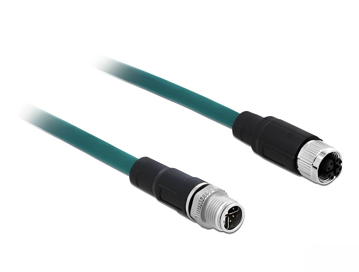 כבל רשת מאריך תעשייתי M12 Cat.6A PUR (TPU) תקע 8pin D-coded לשקע 8pin D-coded - delock.israel