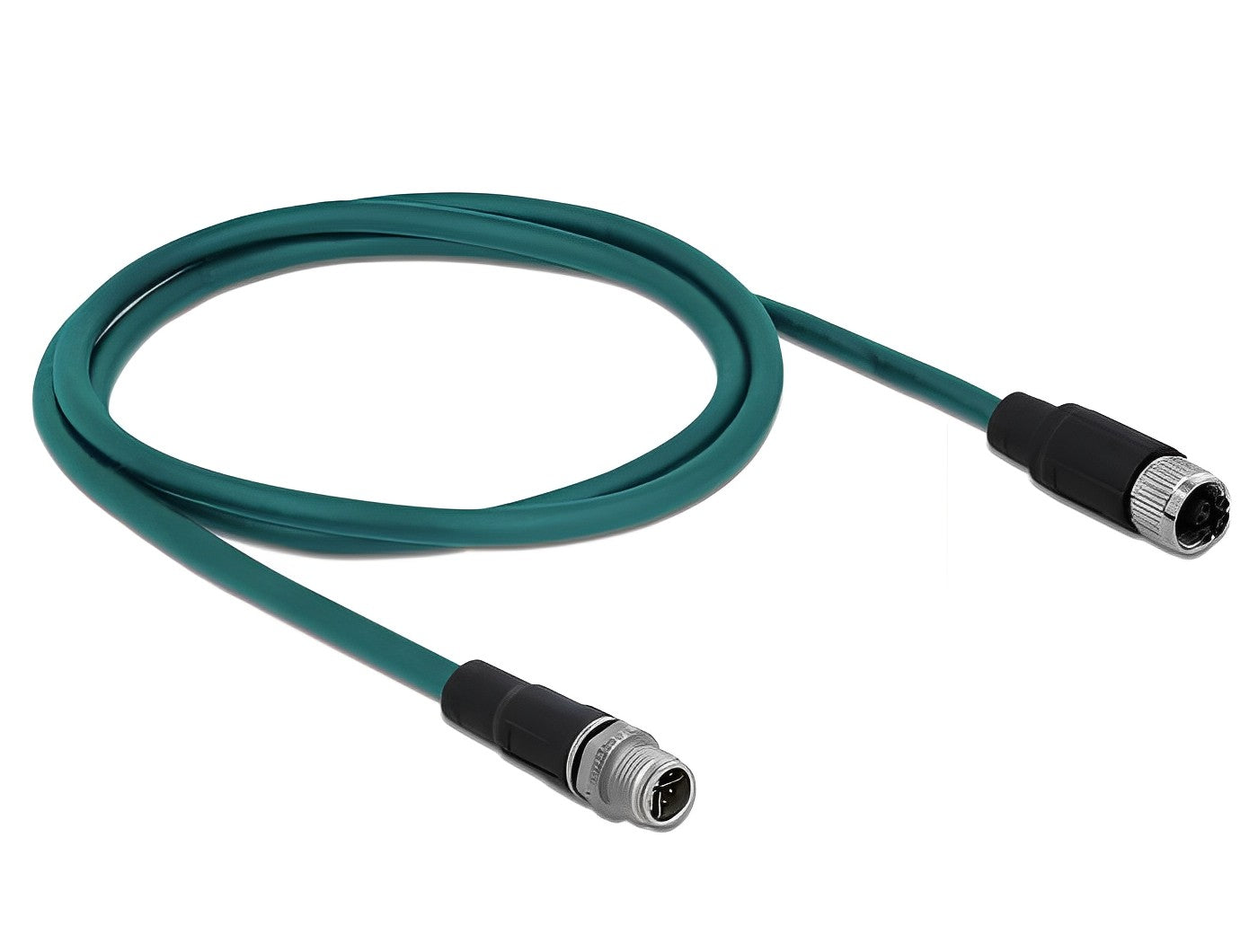 כבל רשת מאריך תעשייתי M12 Cat.6A PUR (TPU) תקע 8pin D-coded לשקע 8pin D-coded - delock.israel