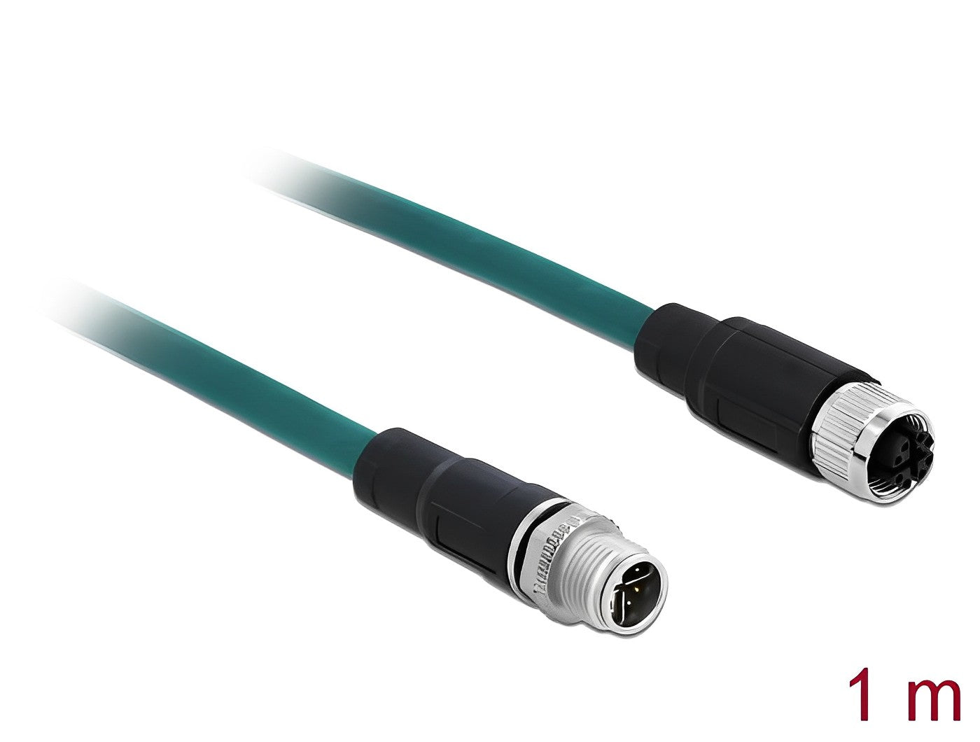 כבל רשת מאריך תעשייתי M12 Cat.6A PUR (TPU) תקע 8pin D-coded לשקע 8pin D-coded - delock.israel