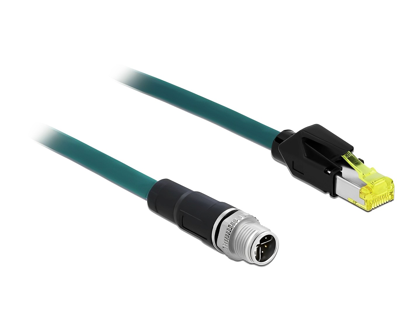 כבל רשת תעשייתי M12 Cat.6A PUR (TPU) תקע 8pin X-coded לתקע RJ45 Hirose - delock.israel