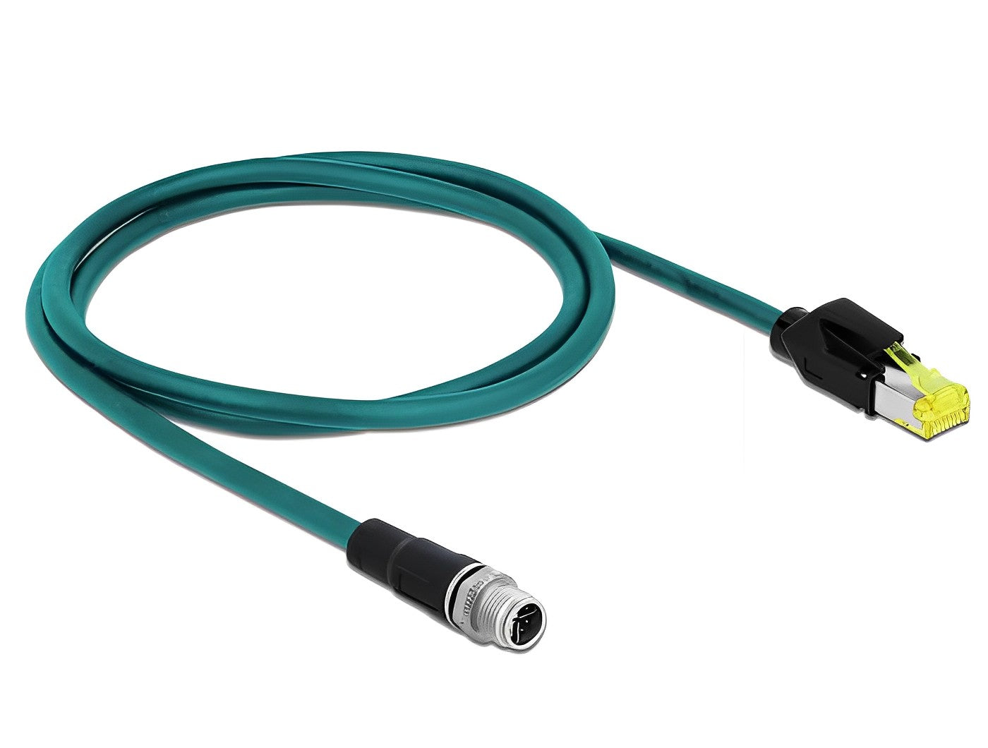 כבל רשת תעשייתי M12 Cat.6A PUR (TPU) תקע 8pin X-coded לתקע RJ45 Hirose - delock.israel