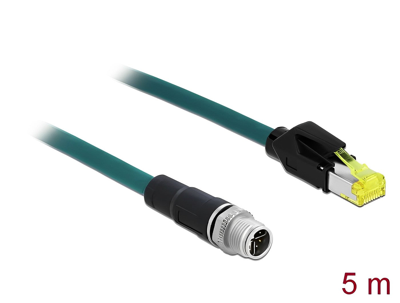כבל רשת תעשייתי M12 Cat.6A PUR (TPU) תקע 8pin X-coded לתקע RJ45 Hirose - delock.israel