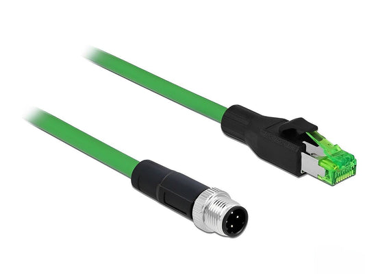 כבל רשת תעשייתי M12 PVC תקע 4pin D-coded לתקע RJ45 - delock.israel