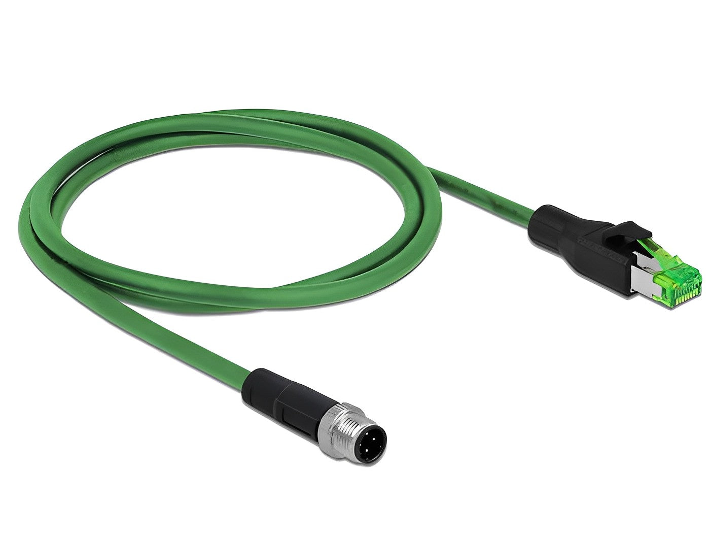 כבל רשת תעשייתי M12 PVC תקע 4pin D-coded לתקע RJ45 - delock.israel