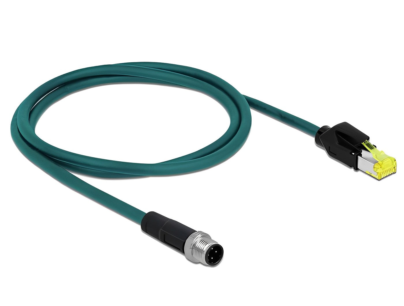 כבל רשת תעשייתי M12 PROFINET PUR (TPU) תקע 4pin D-coded לתקע RJ45 - delock.israel