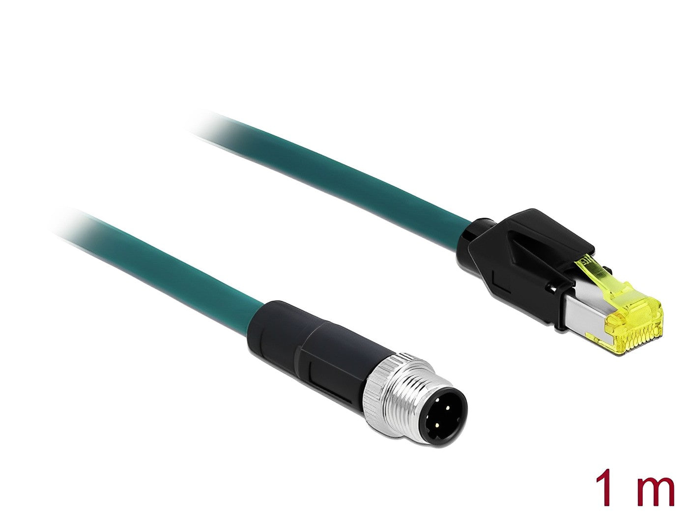 כבל רשת תעשייתי M12 PROFINET PUR (TPU) תקע 4pin D-coded לתקע RJ45 - delock.israel