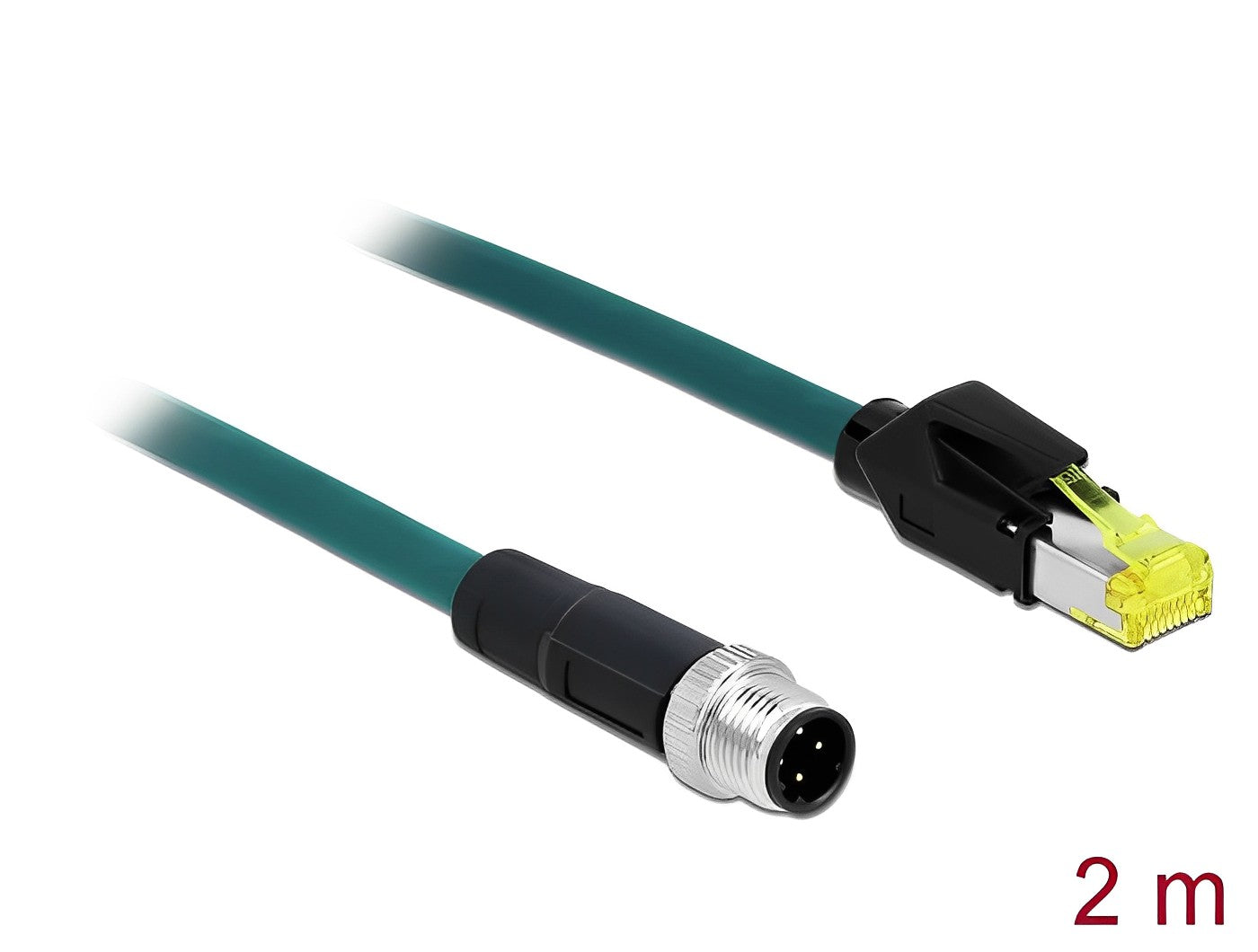 כבל רשת תעשייתי M12 PROFINET PUR (TPU) תקע 4pin D-coded לתקע RJ45 - delock.israel