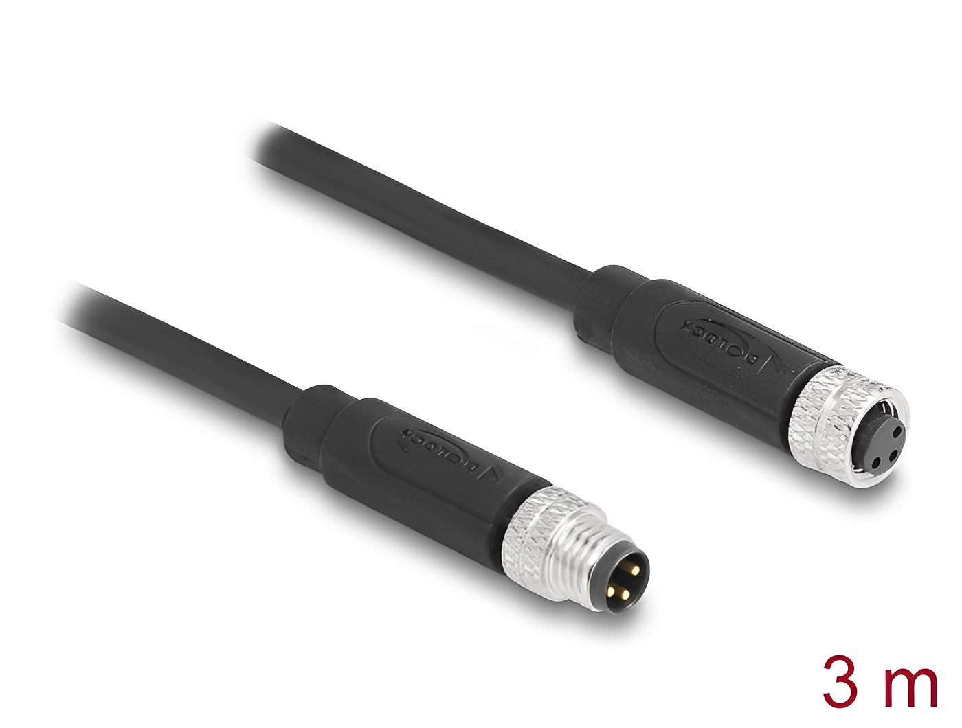 כבל רשת מאריך תעשייתי M8 PUR (TPU) תקע 3pin A-coded לשקע 3pin A-coded - delock.israel