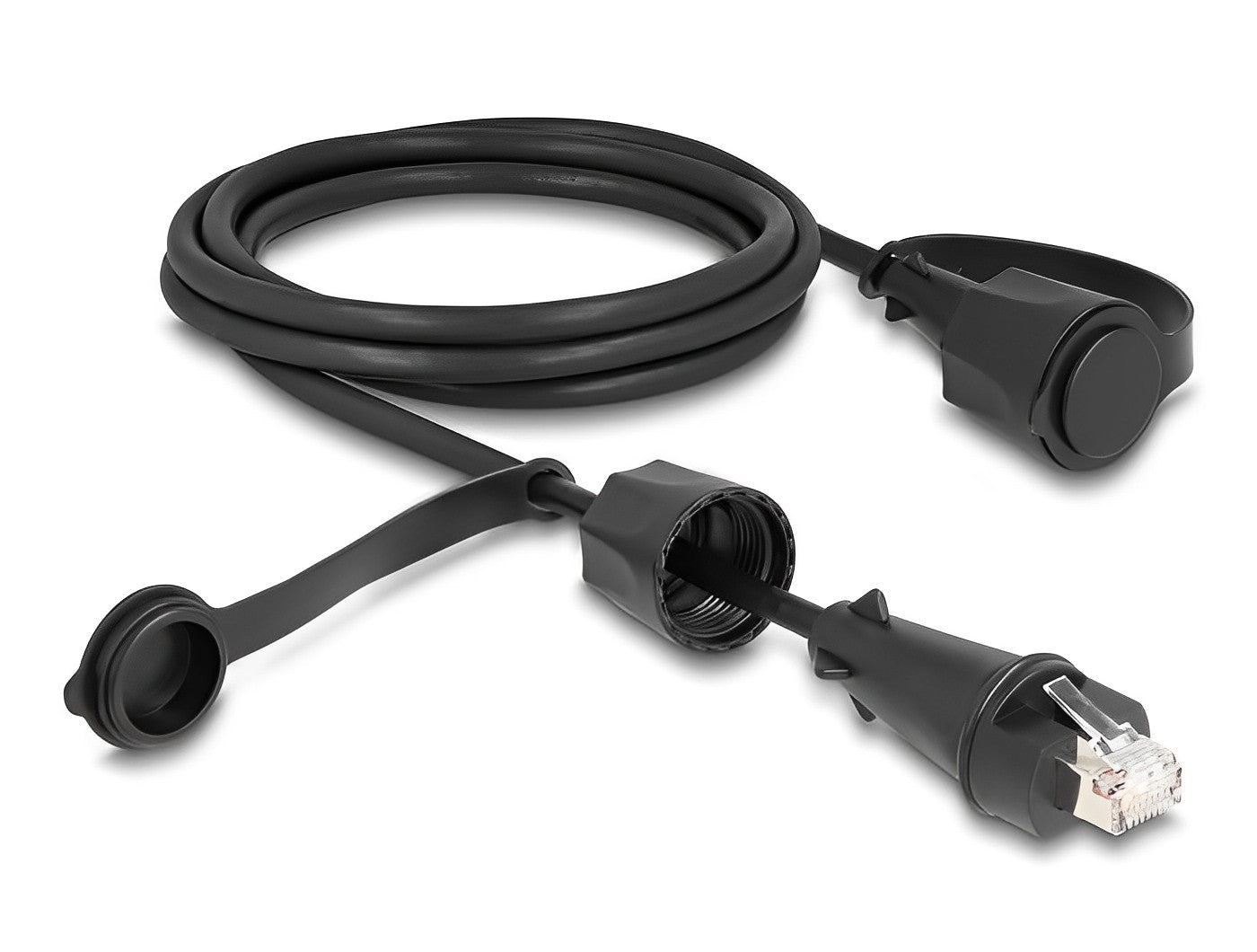כבל רשת מסוכך RJ45 Cat.6 ז/ז עם מכסה אטום נגד מים IP68 - delock.israel