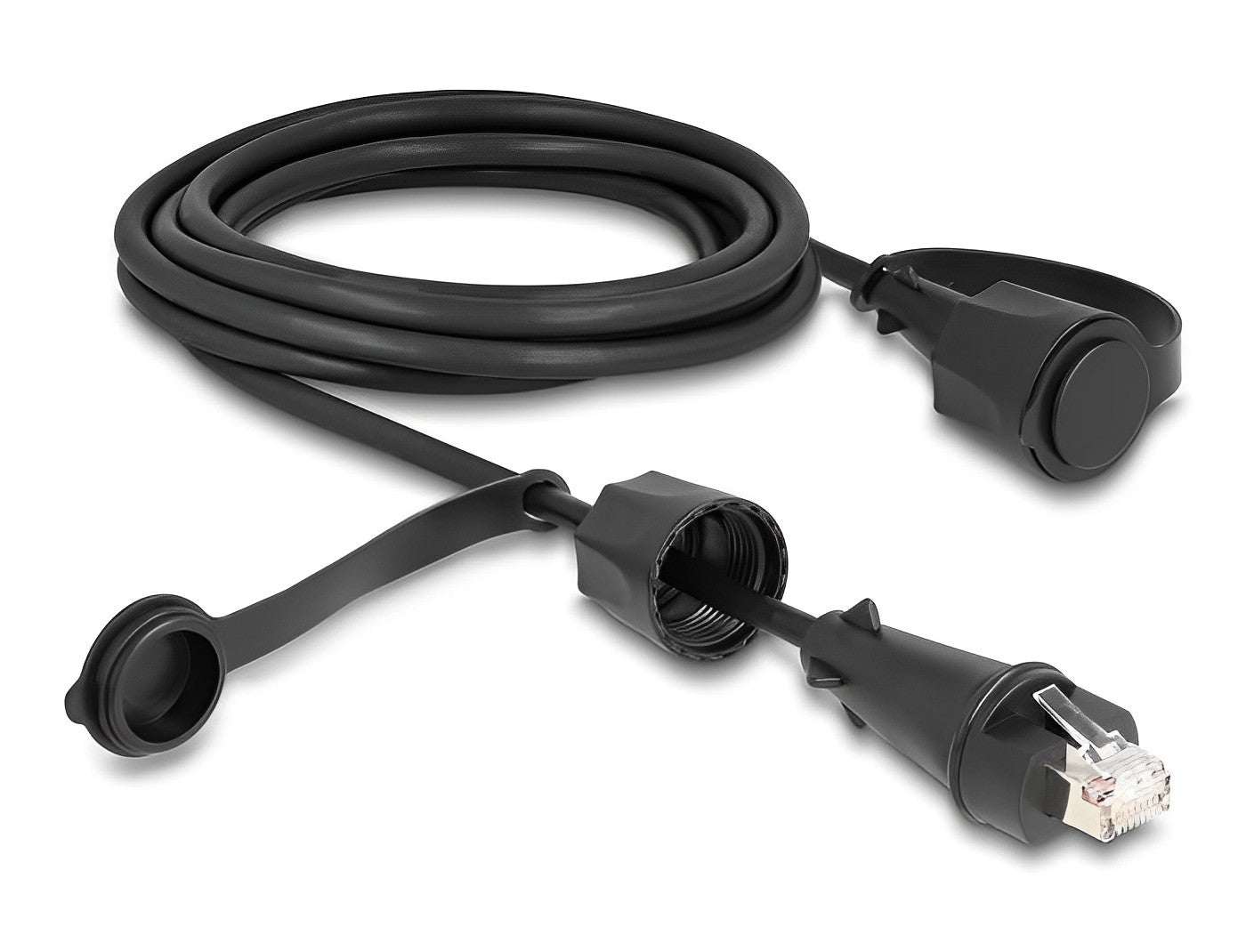 כבל רשת מסוכך RJ45 Cat.6 ז/ז עם מכסה אטום נגד מים IP68 - delock.israel