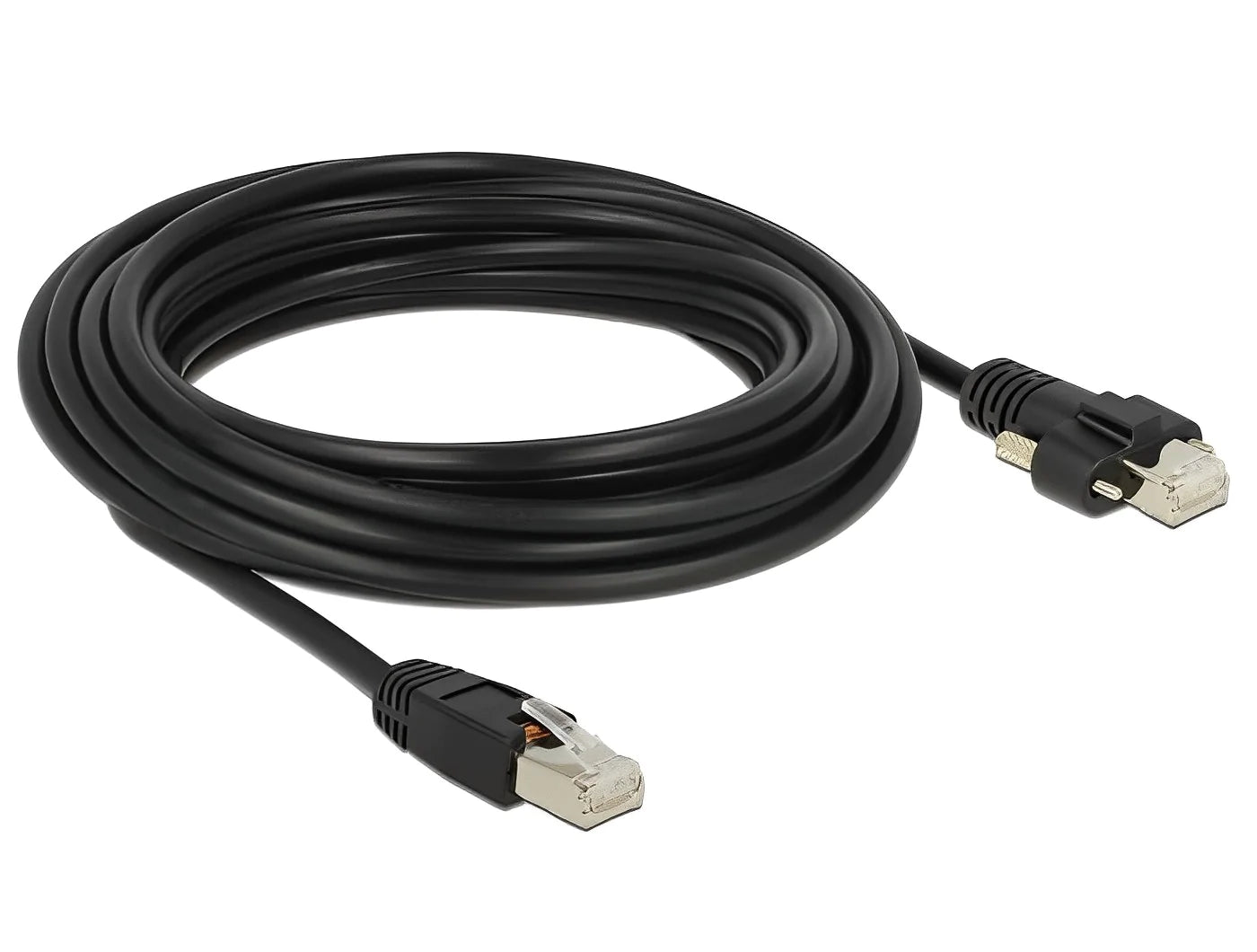 כבל רשת מסוכך RJ45 Cat.6 ז/ז צד אחד עם ברגים נעילה - delock.israel