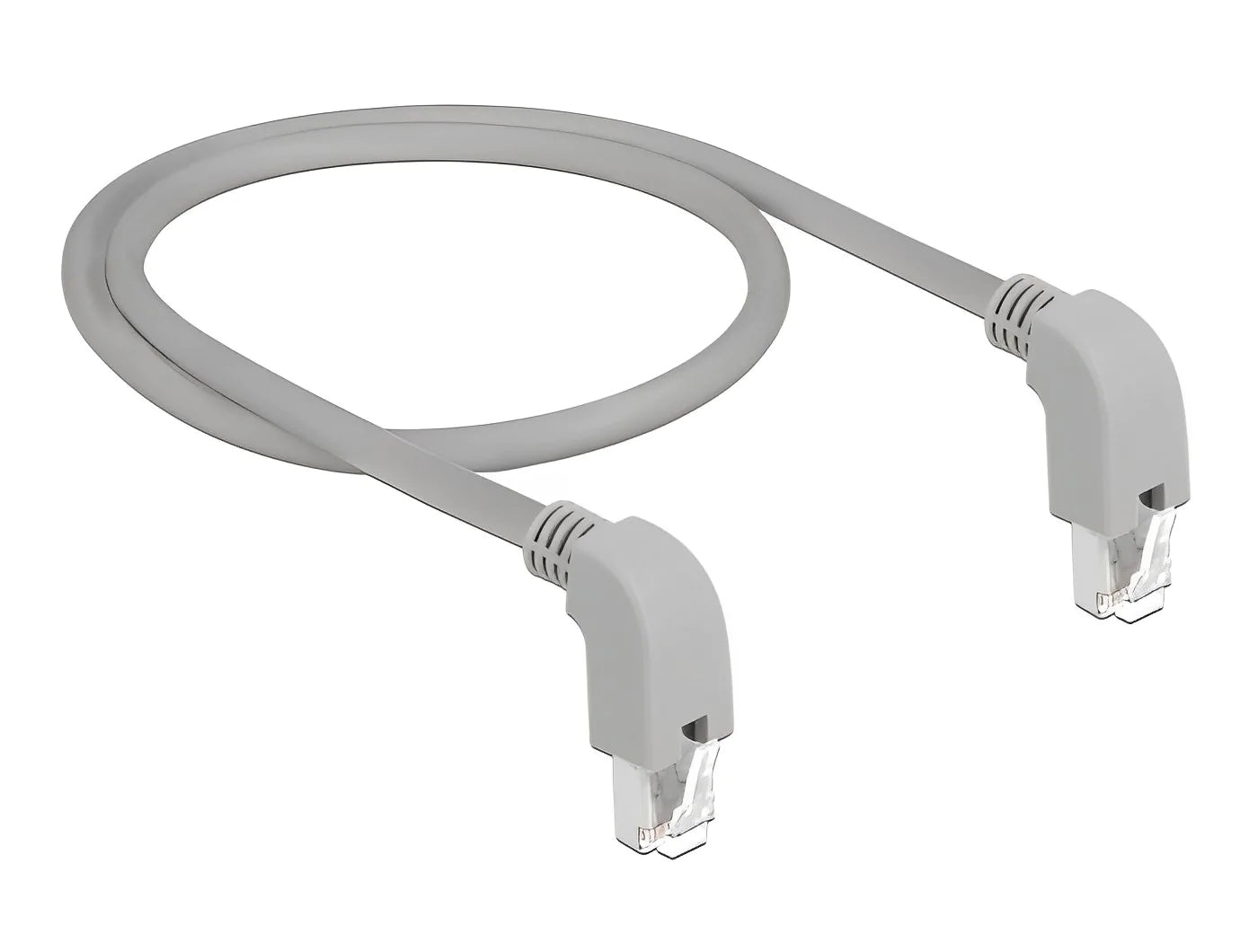 כבל רשת מסוכך RJ45 Cat.6 ז/ז שני צדדים בזווית 90° למטה - delock.israel