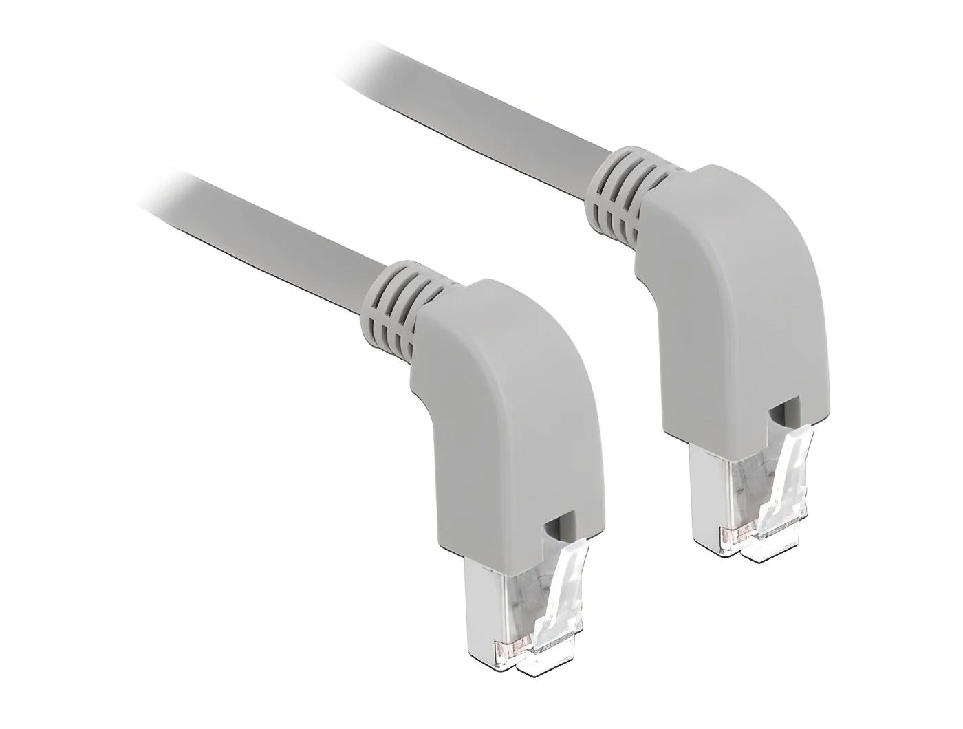 כבל רשת מסוכך RJ45 Cat.6 ז/ז שני צדדים בזווית 90° למטה - delock.israel