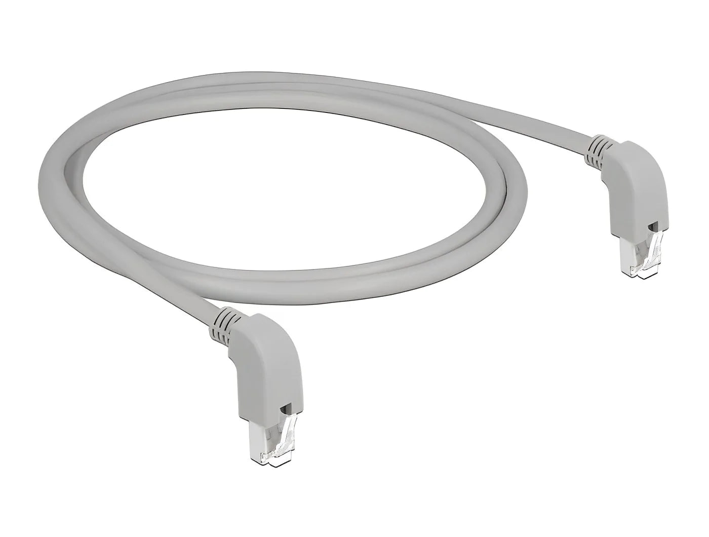 כבל רשת מסוכך RJ45 Cat.6 ז/ז שני צדדים בזווית 90° למטה - delock.israel