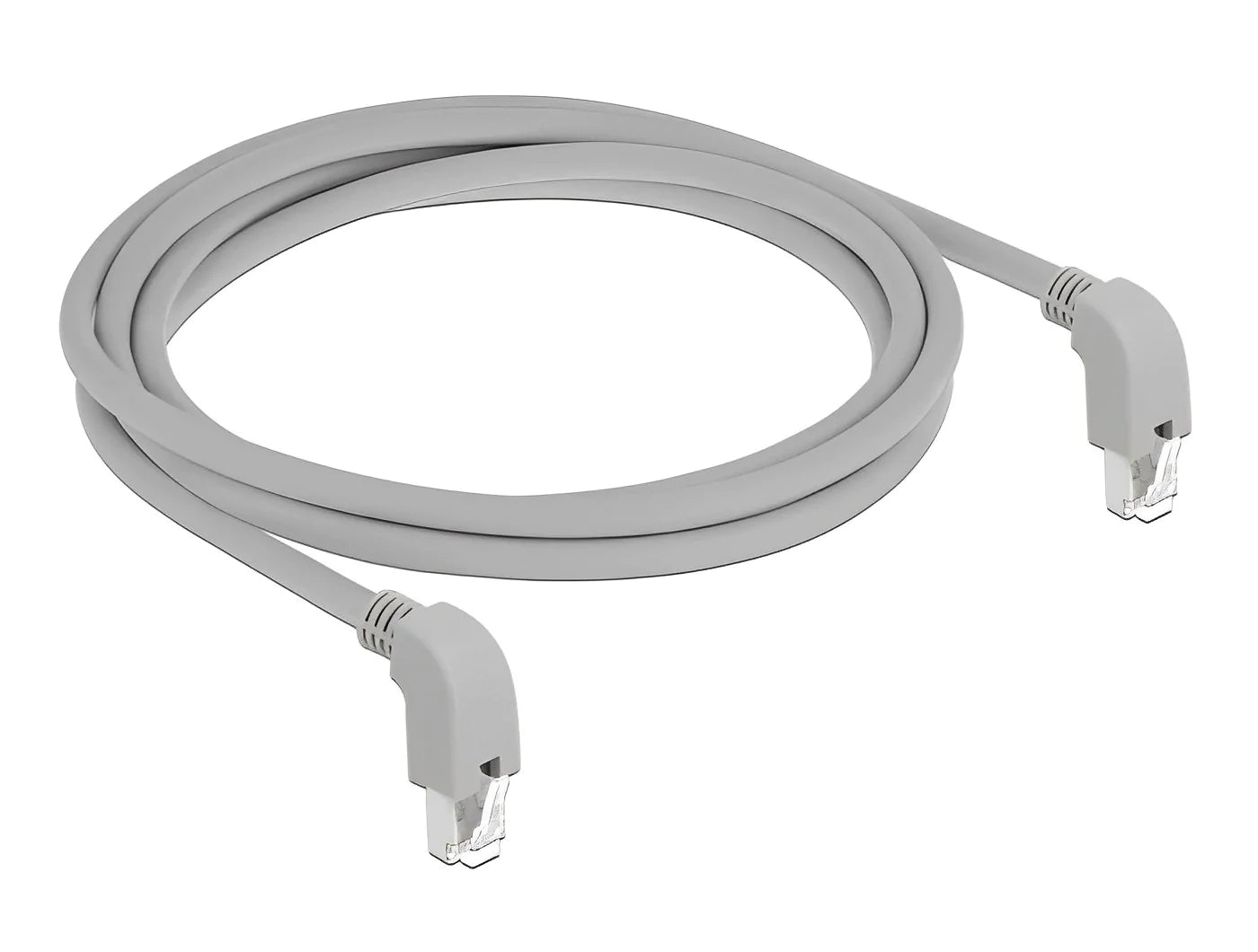 כבל רשת מסוכך RJ45 Cat.6 ז/ז שני צדדים בזווית 90° למטה - delock.israel
