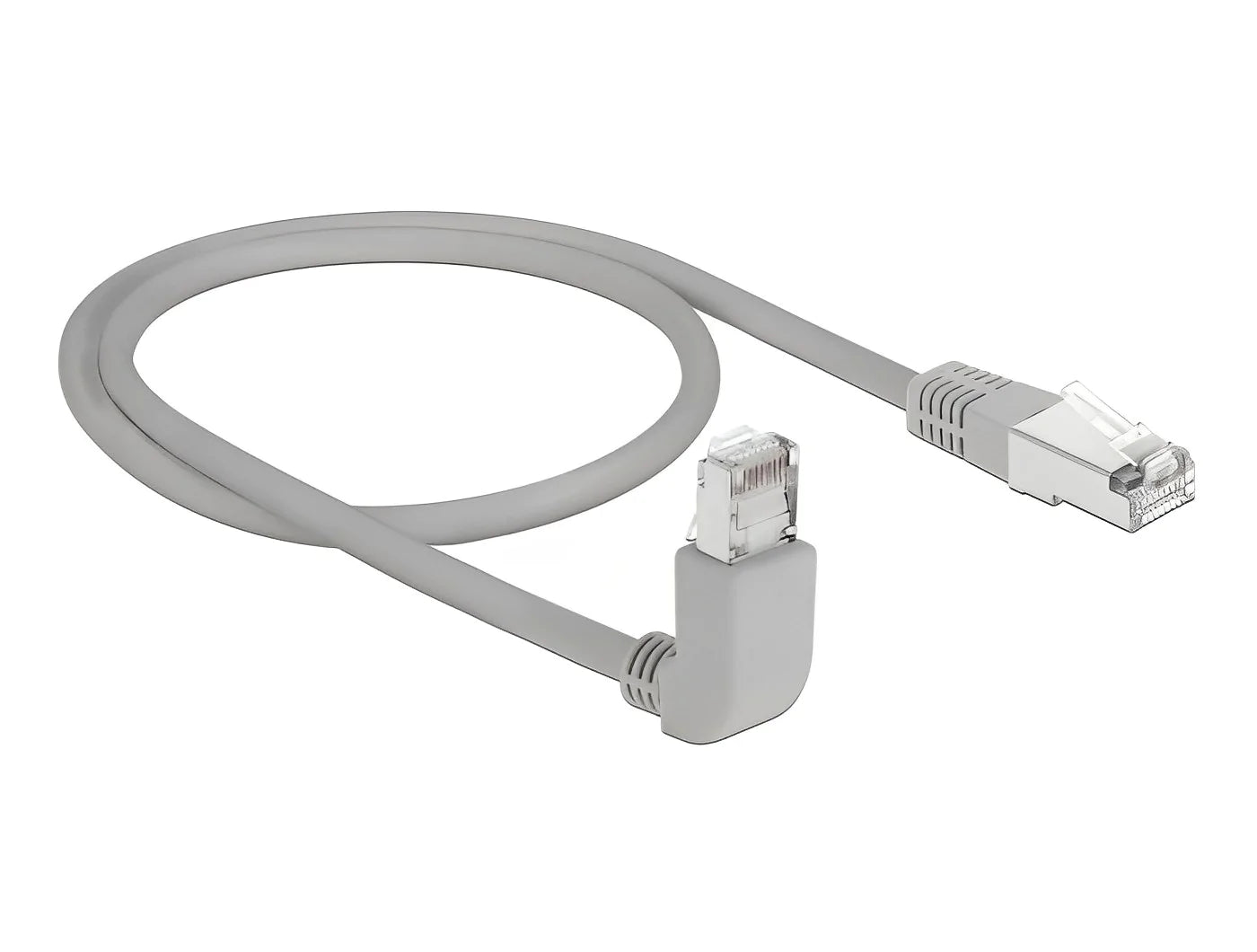 כבל רשת מסוכך RJ45 Cat.6A ז/ז צד אחד בזווית 90° למעלה - delock.israel