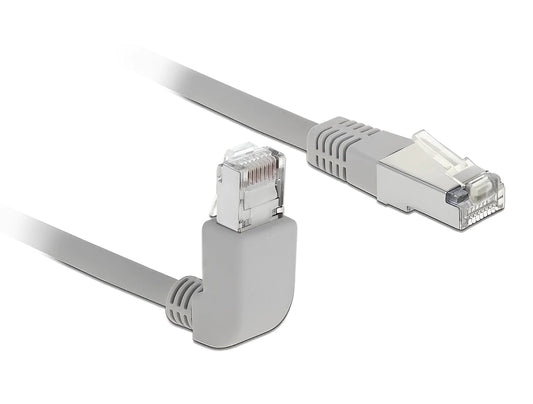 כבל רשת מסוכך RJ45 Cat.6A ז/ז צד אחד בזווית 90° למעלה - delock.israel